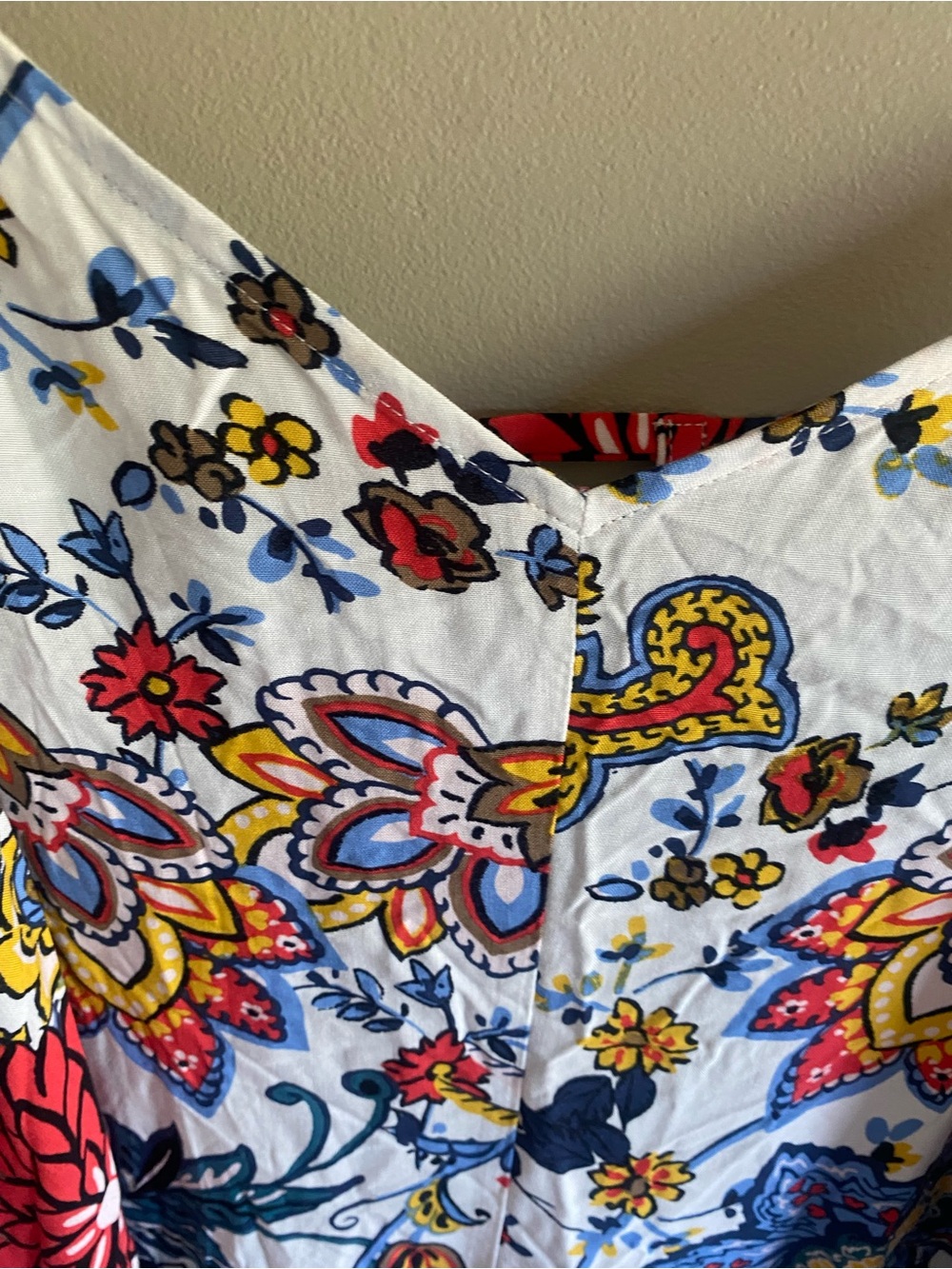 White Floral Jumpsuit with Blue & Red Print - Picture 5 of 12